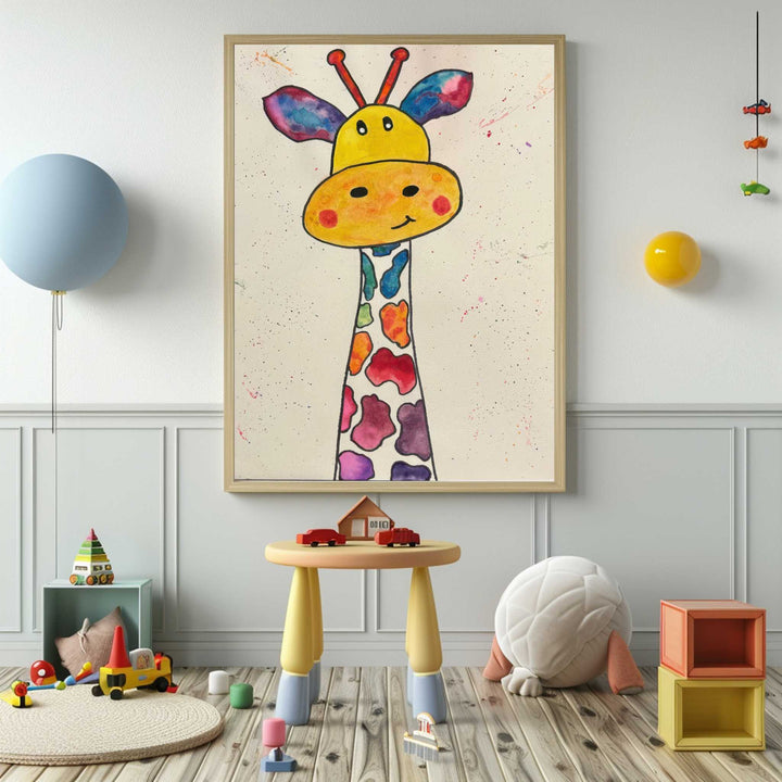 Colorful Giraffe Kids Canvas