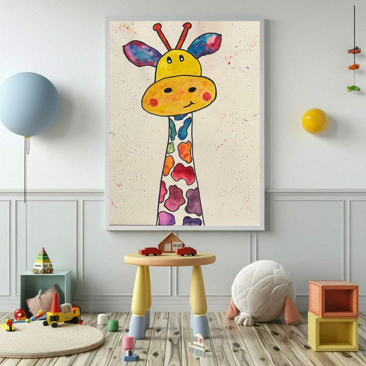 Colorful Giraffe Kids Canvas
