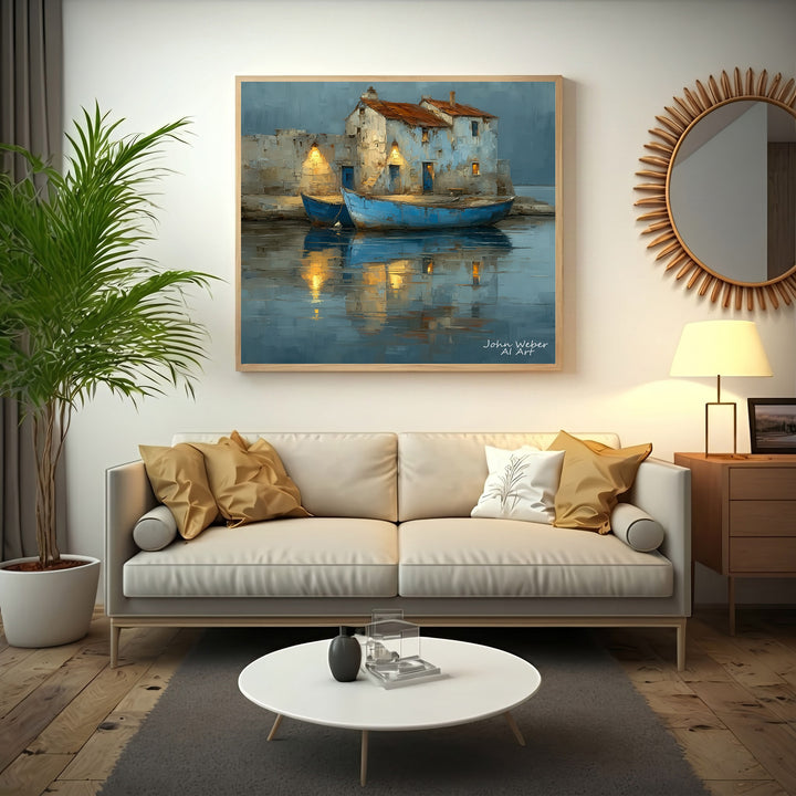 Coastal Harbor Canvas Art - Serene Coastal Wall Decor for...