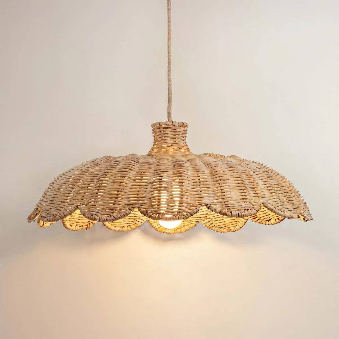 Woven Bamboo Petal Rattan Pendant