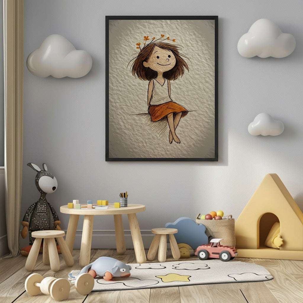 Gentle Girl Illustration Canvas