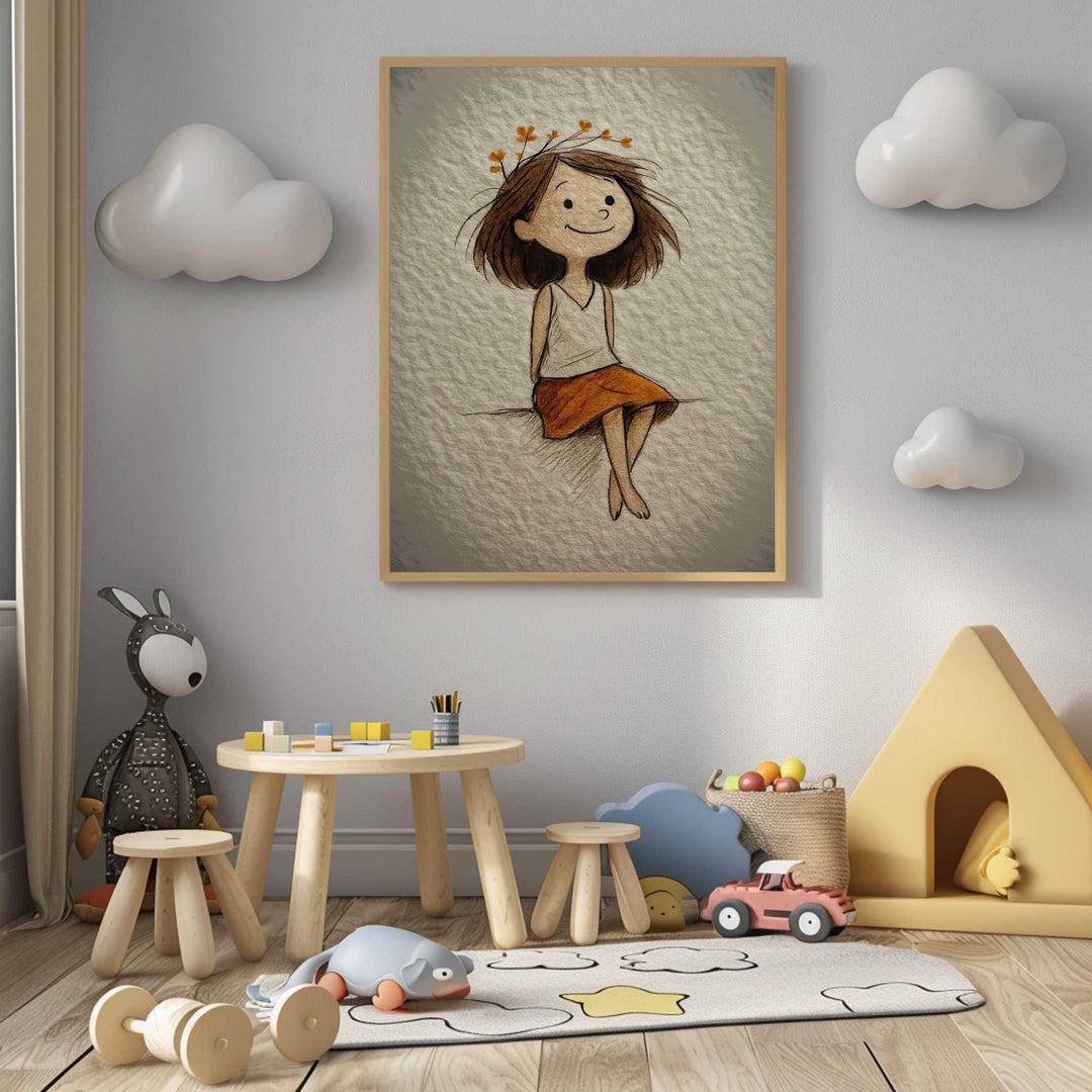 Gentle Girl Illustration Canvas