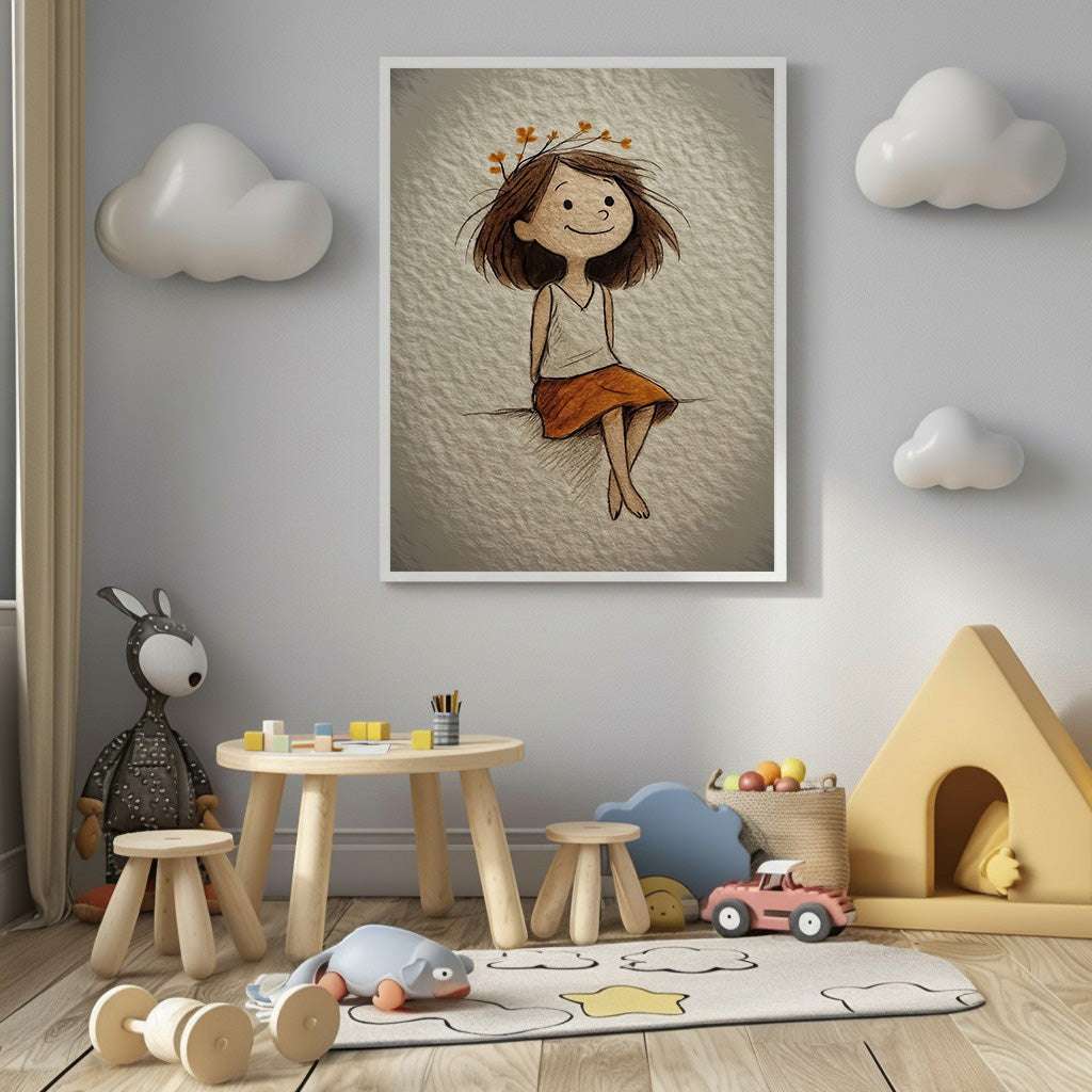 Gentle Girl Illustration Canvas