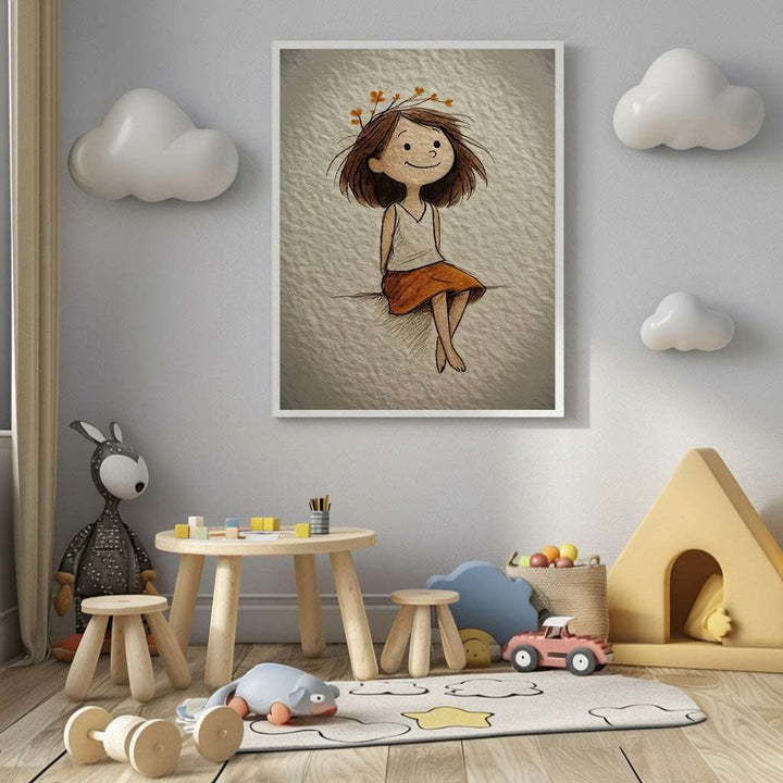 Gentle Girl Illustration Canvas