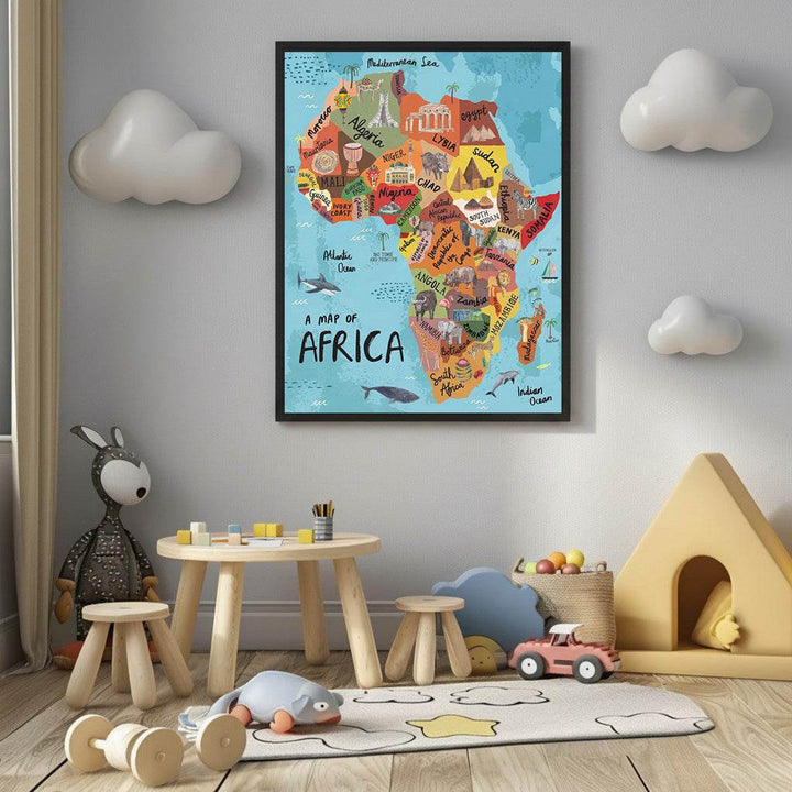 Illustrated Africa Map Canvas