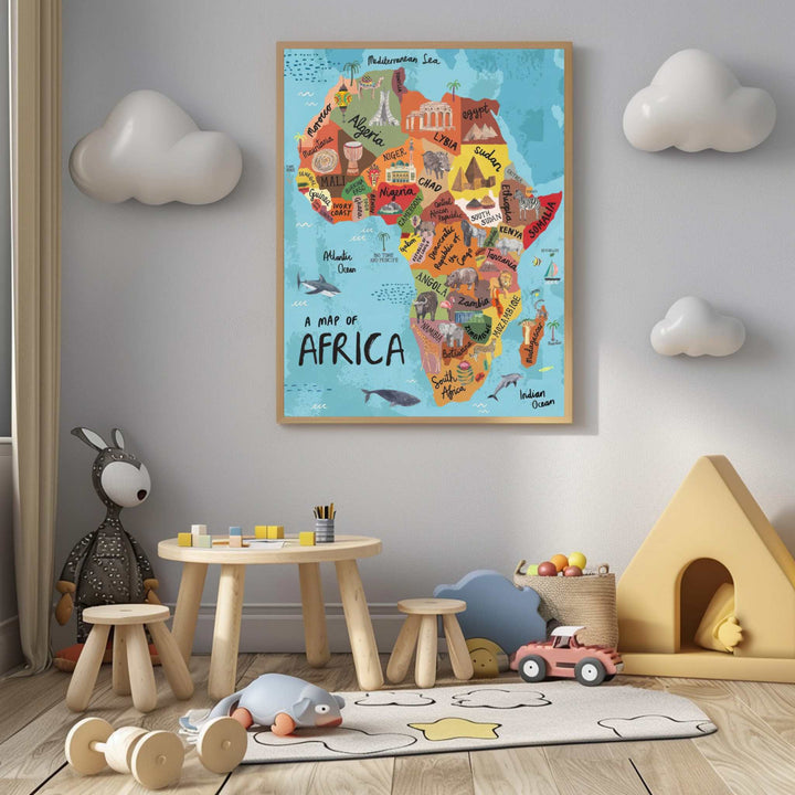 Illustrated Africa Map Canvas