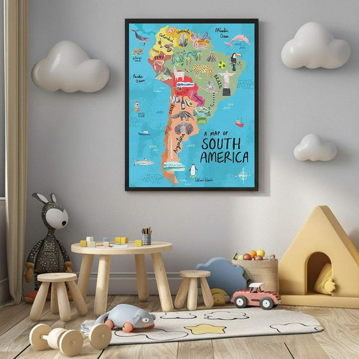 Illustrated South America Map Canvas