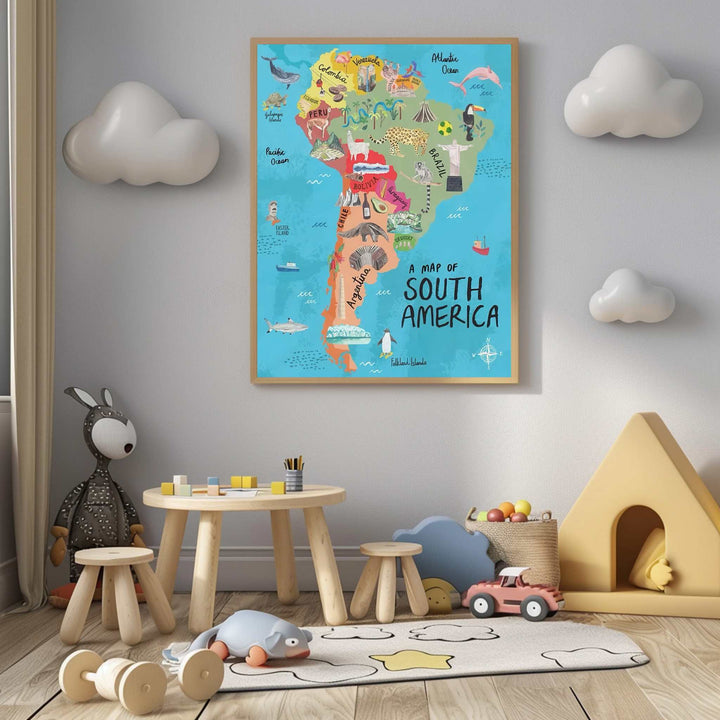 Illustrated South America Map Canvas