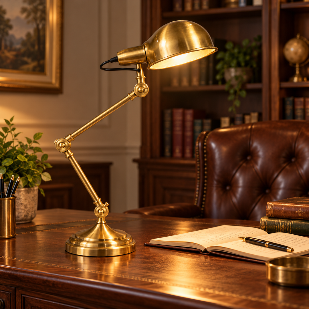 Adjustable Brass Task Table Lamp