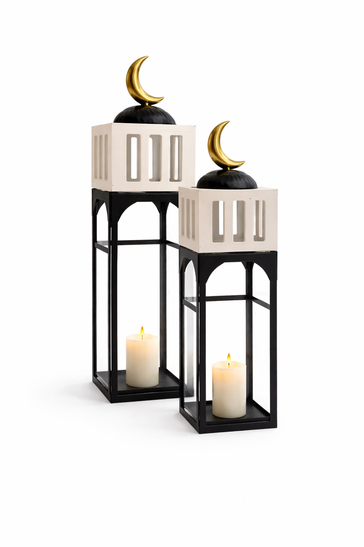 Modern Crescent Moon Lantern Set