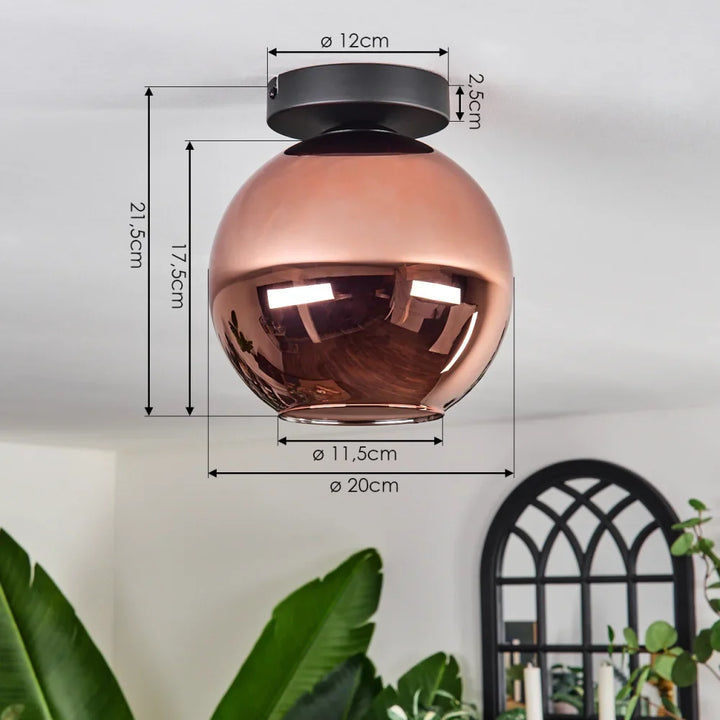 Modern Copper Glass Globe Ceiling Light