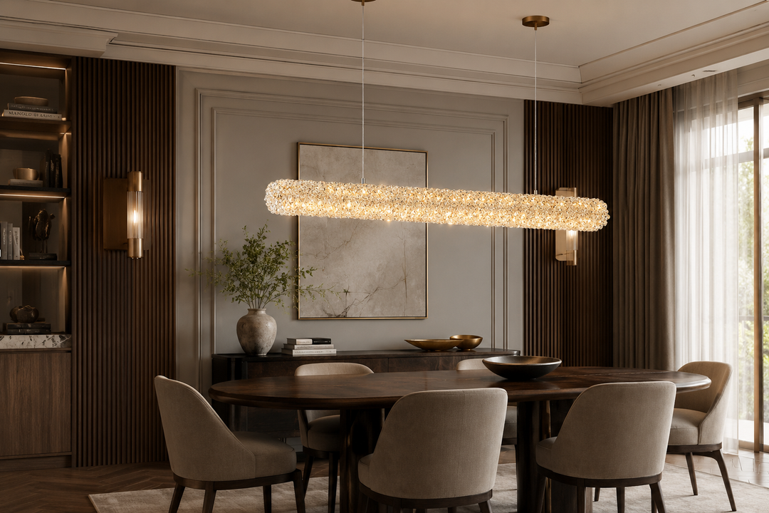 Textured Crystal Linear Pendant Light