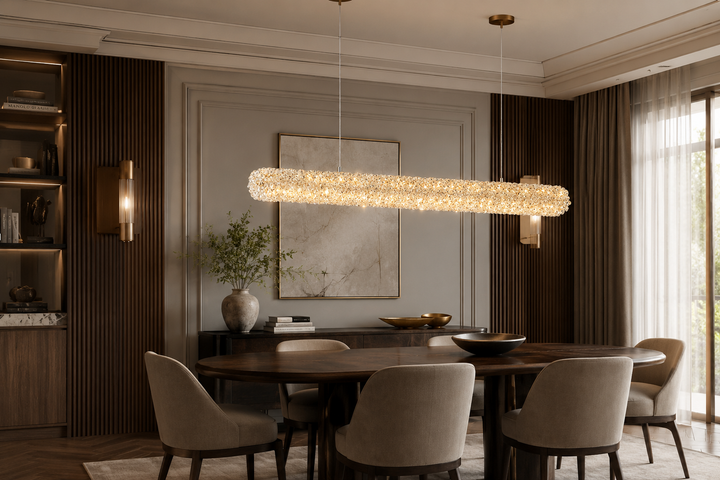 Textured Crystal Linear Pendant Light