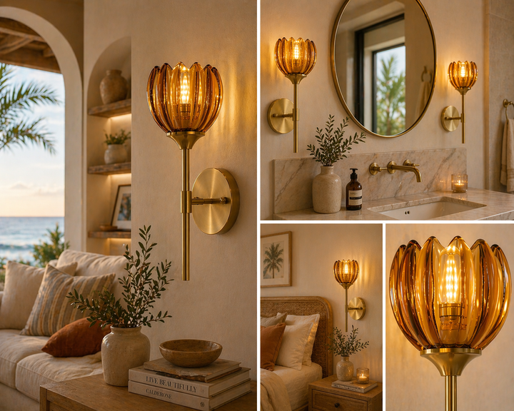 Brass Glass Wall Sconce