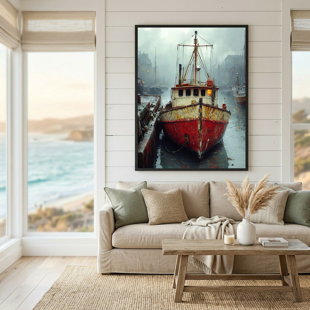 Harbor Fishing Boat Canvas