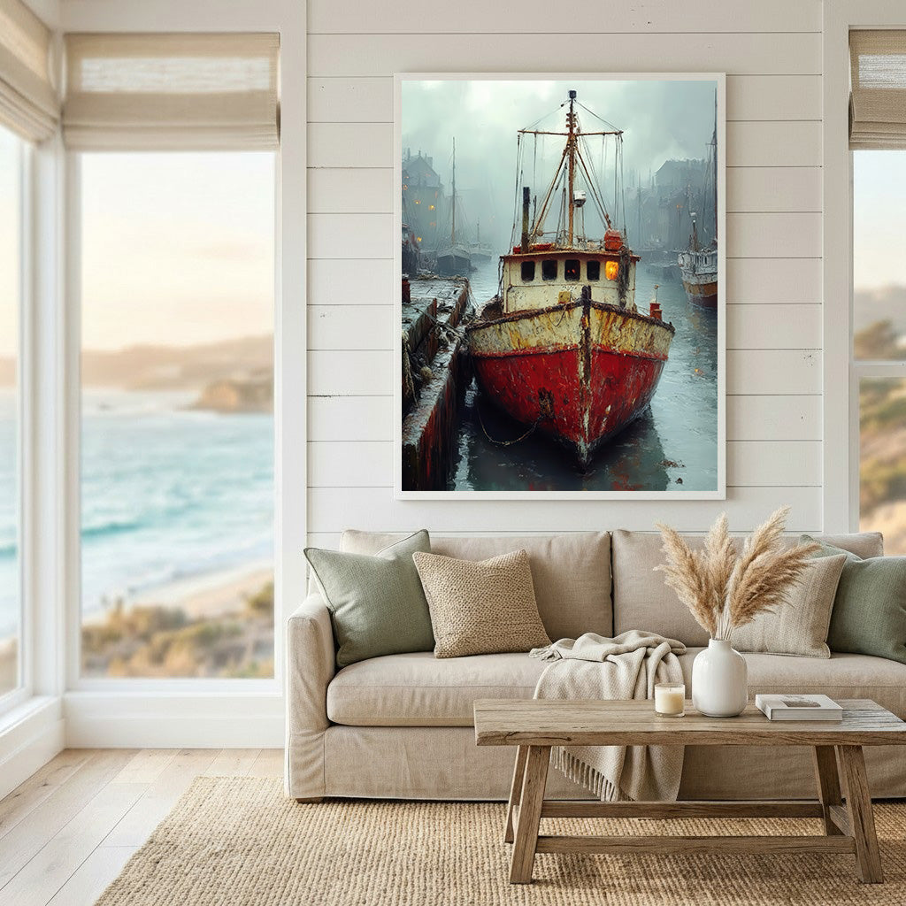 Harbor Fishing Boat Canvas