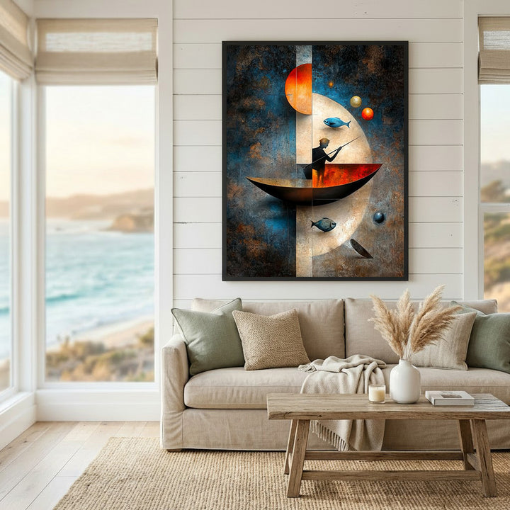 Surreal Fisherman Moon Canvas