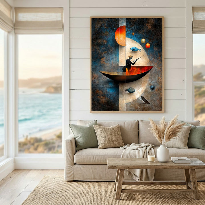 Surreal Fisherman Moon Canvas