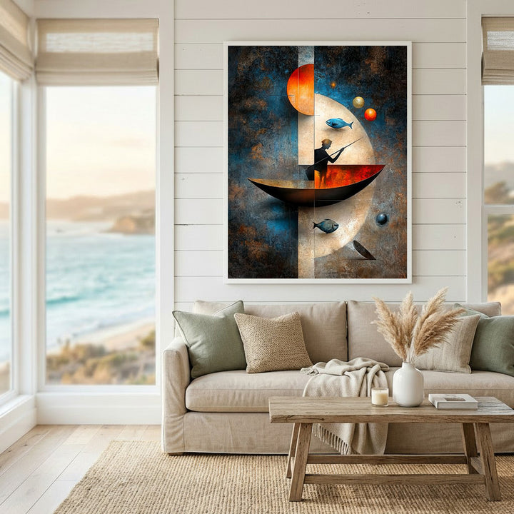 Surreal Fisherman Moon Canvas