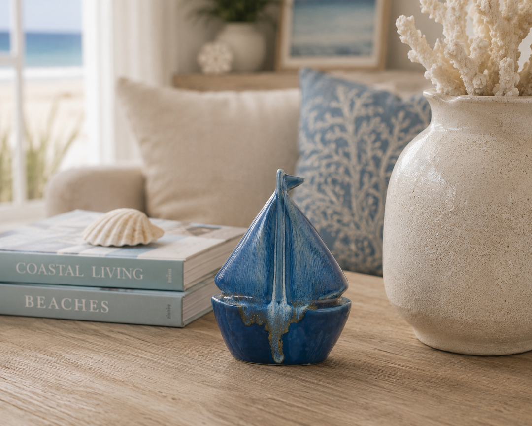 Azure Ceramic Sailboat