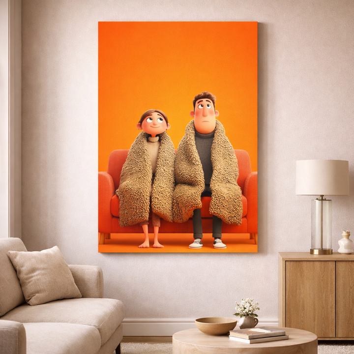Cozy Couple Orange Canvas