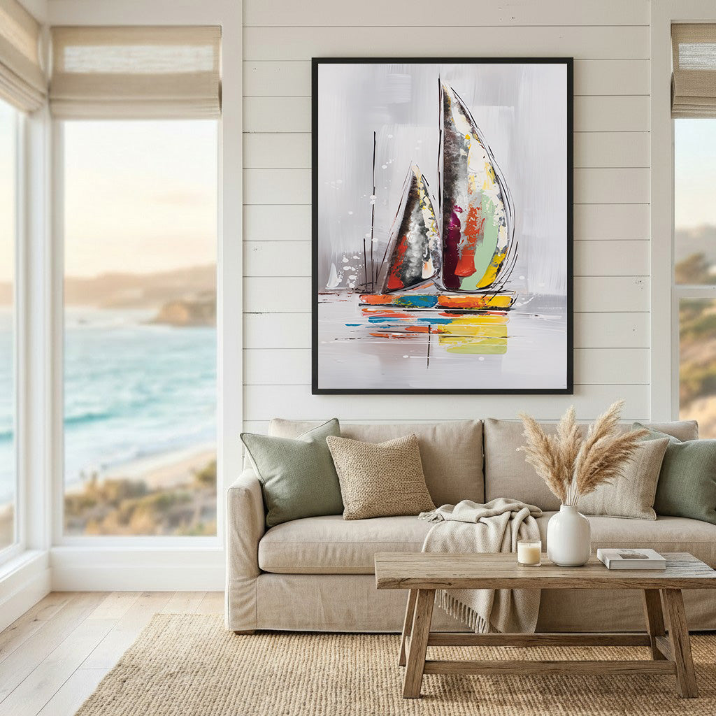 Abstract Sailboats Reflection Canvas