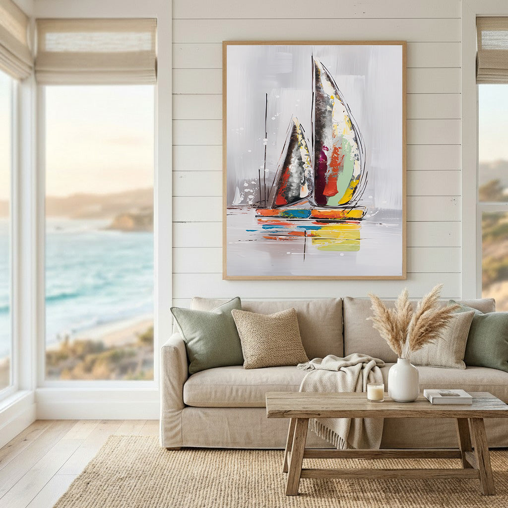 Abstract Sailboats Reflection Canvas