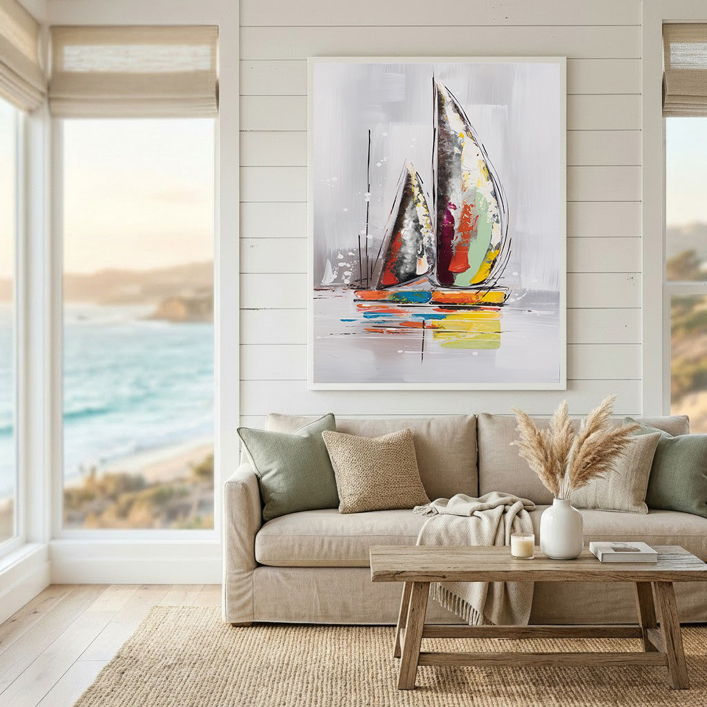 Abstract Sailboats Reflection Canvas