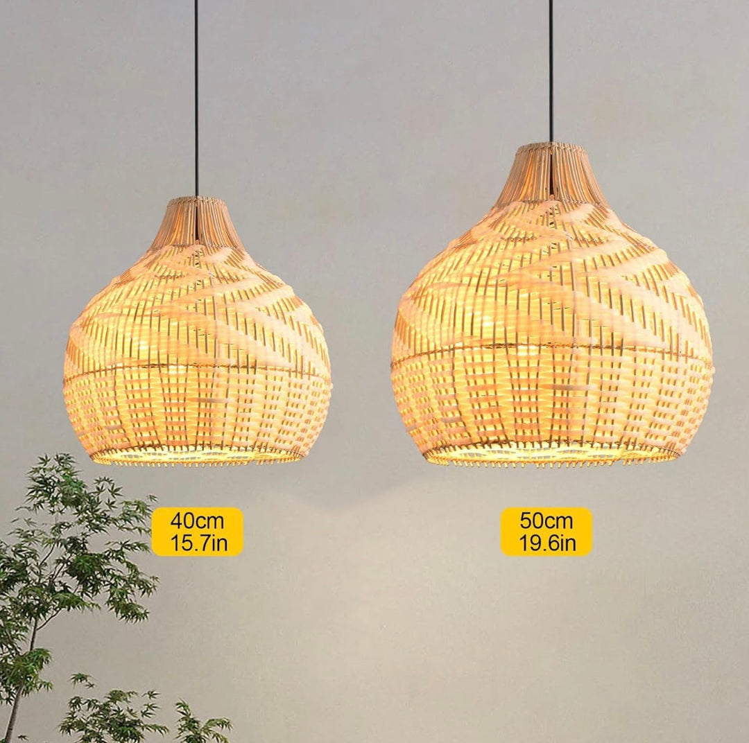 Bohemian Woven bamboo rattan Pendant Light with Natural Rattan Shade