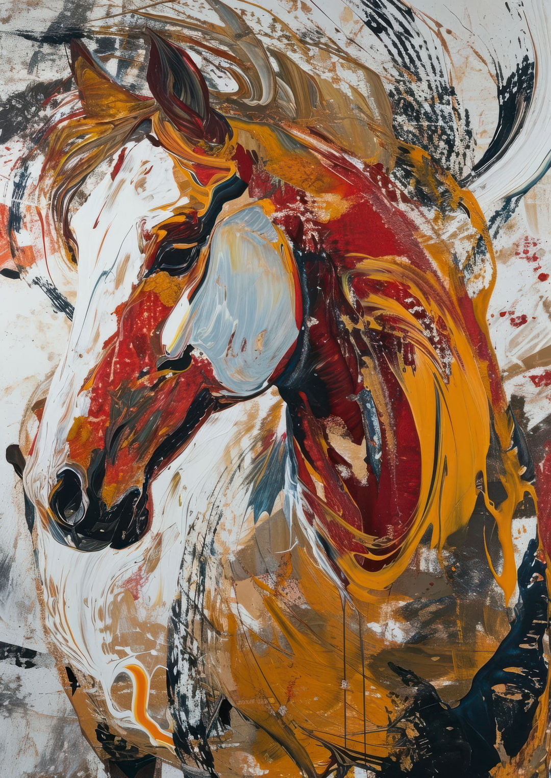 Abstract horse canvas art with bold brush strokes on premium canvas in MDF frame