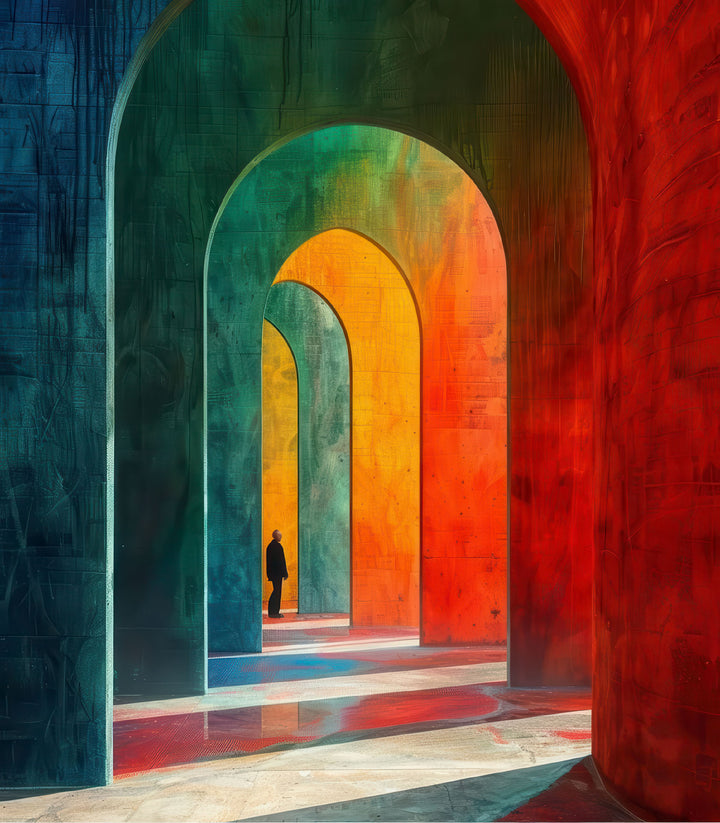 Colorful Archway Abstract Canvas with layered modern arches on premium canvas and MDF frame