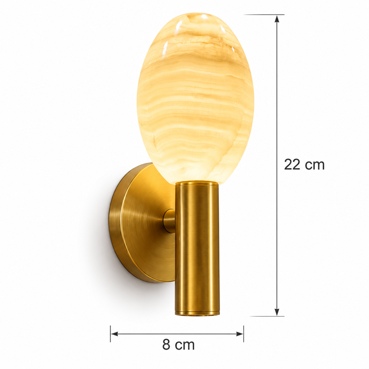 Luxury Oval Alabaster Wall Sconce in Brushed Antique Brass