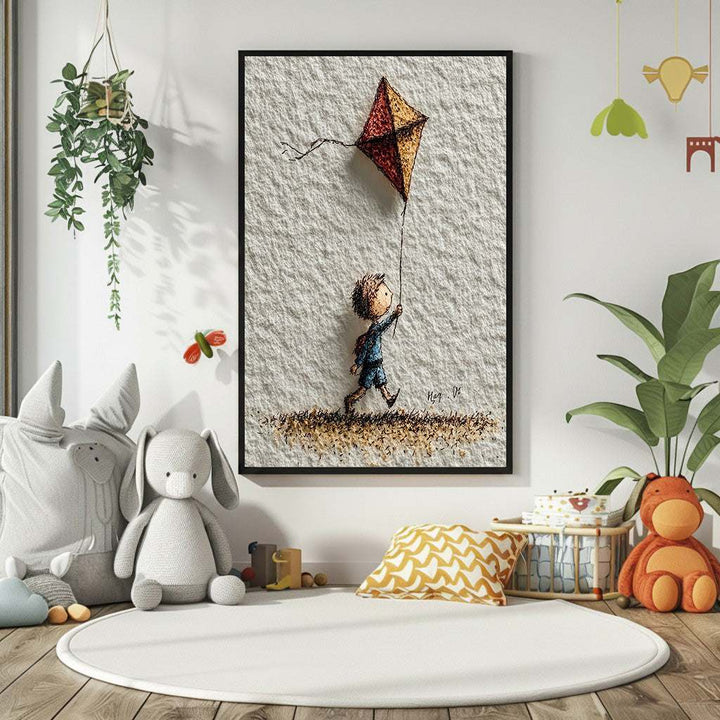 Child Flying Kite Canvas