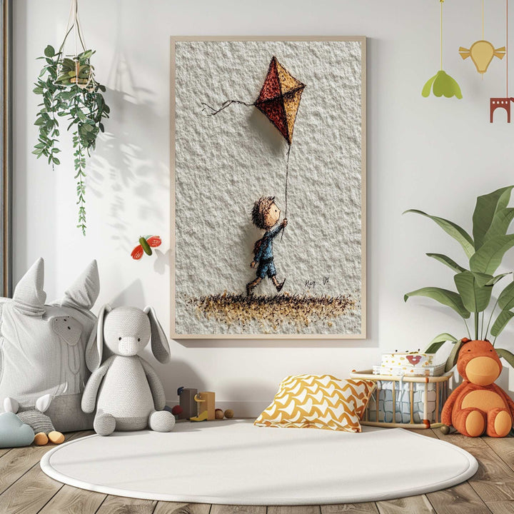Child Flying Kite Canvas
