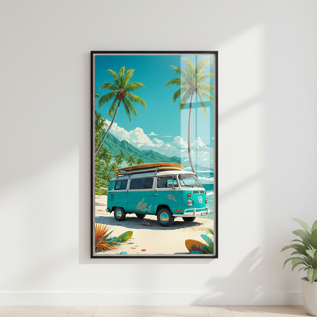 Retro Surf Van Tropical Canvas