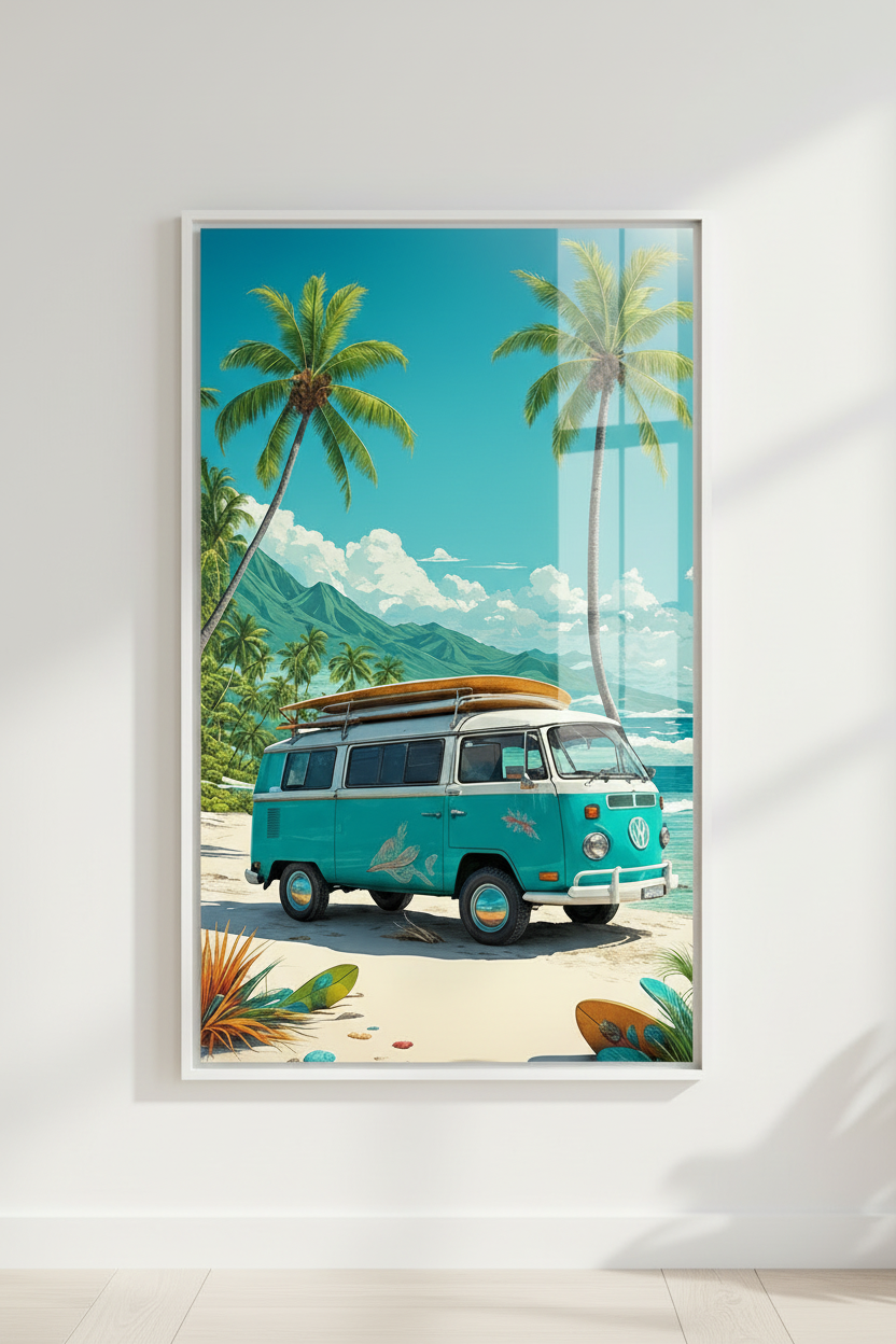 Retro Surf Van Tropical Canvas