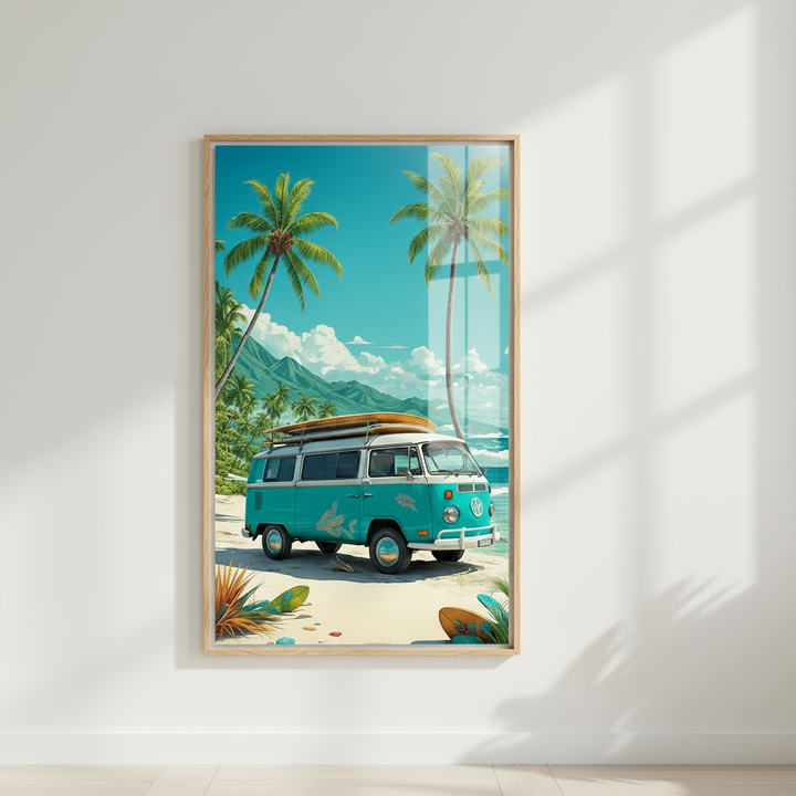 Retro Surf Van Tropical Canvas