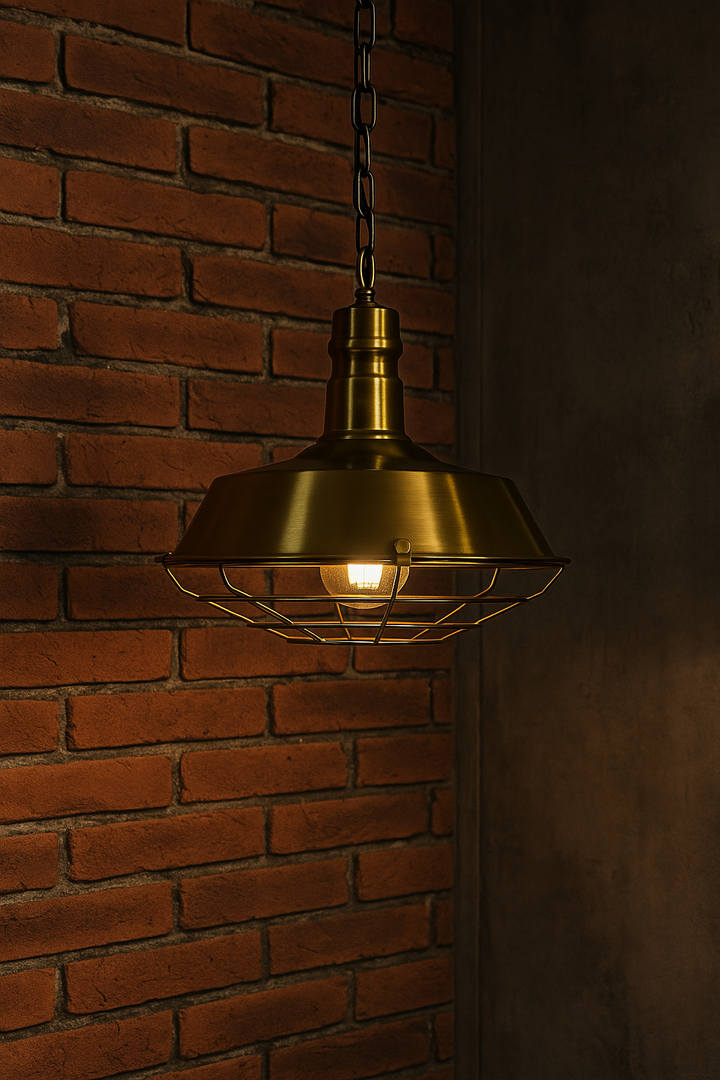 Industrial Brass Pendant Light