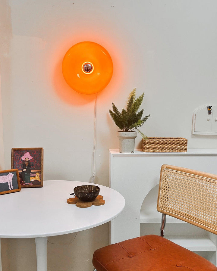 Orange Pink & white Sculptural Round Wall or table Light
