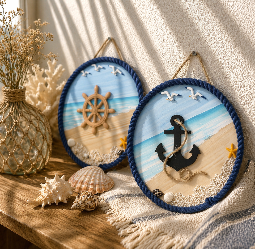 Anchor & Wheel Wall Art Set of 2