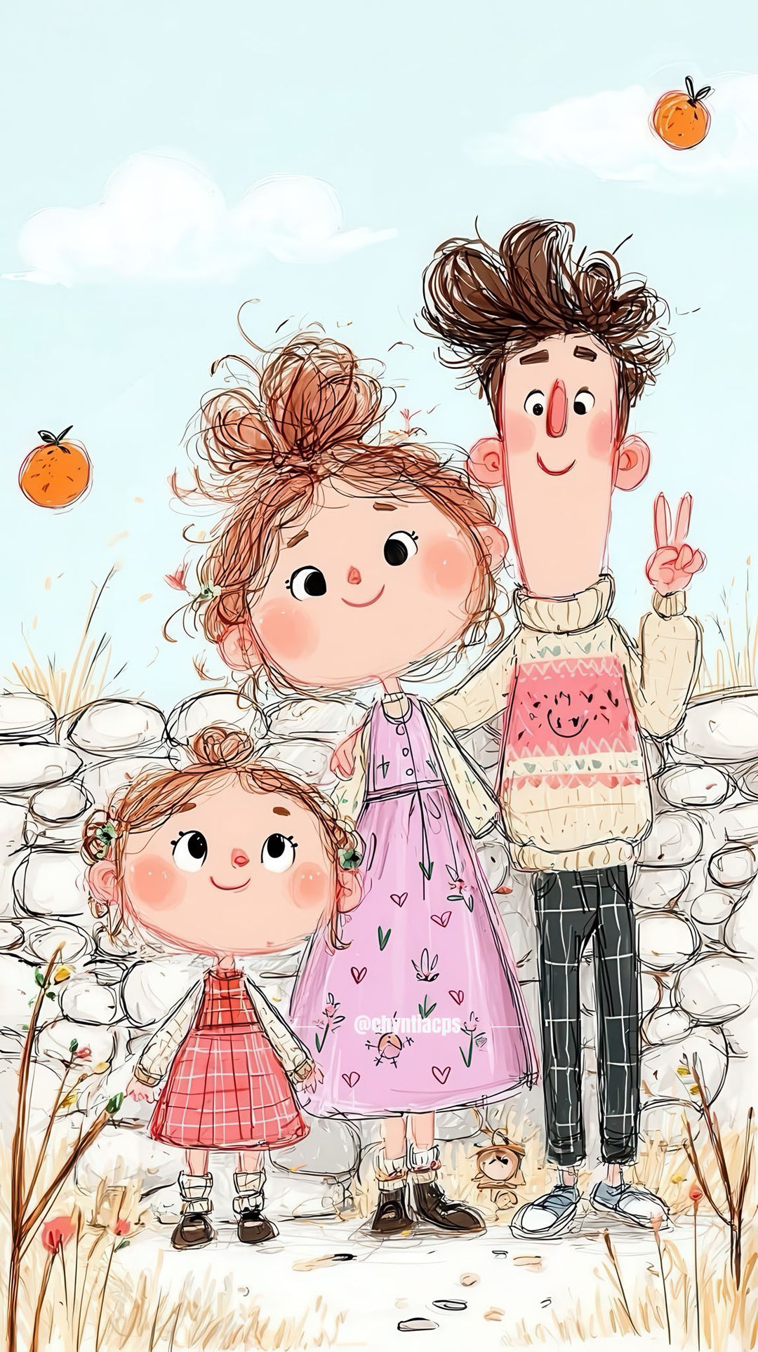 Whimsical family wall art canvas with pastel tones and MDF frame