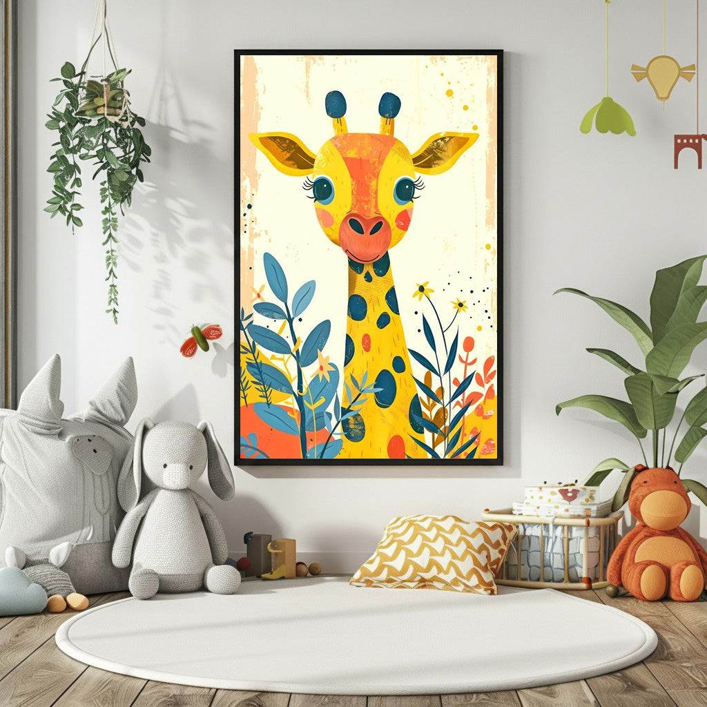 Cute Giraffe Nursery Wall Canvas