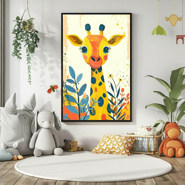 Cute Giraffe Nursery Wall Canvas