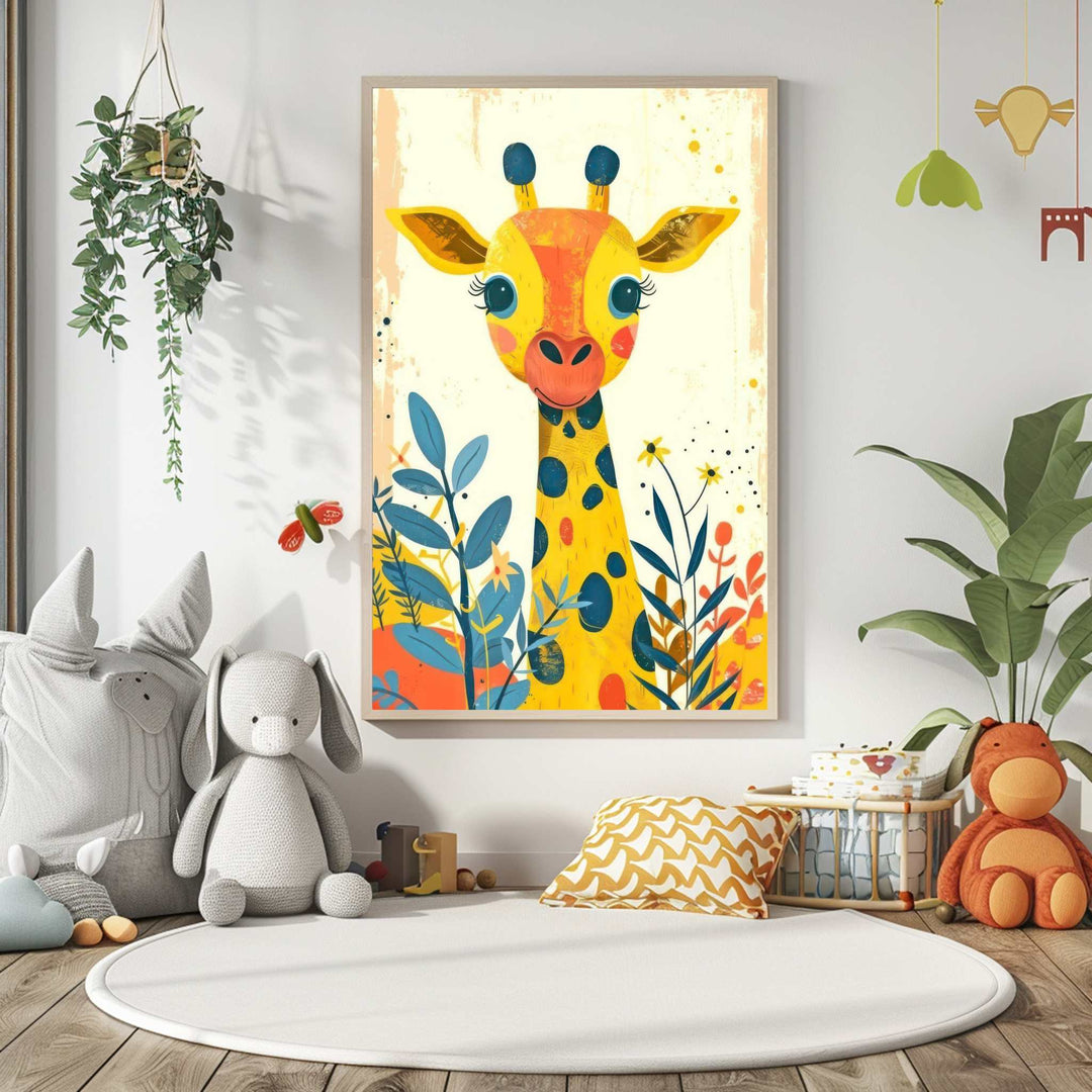 Cute Giraffe Nursery Wall Canvas