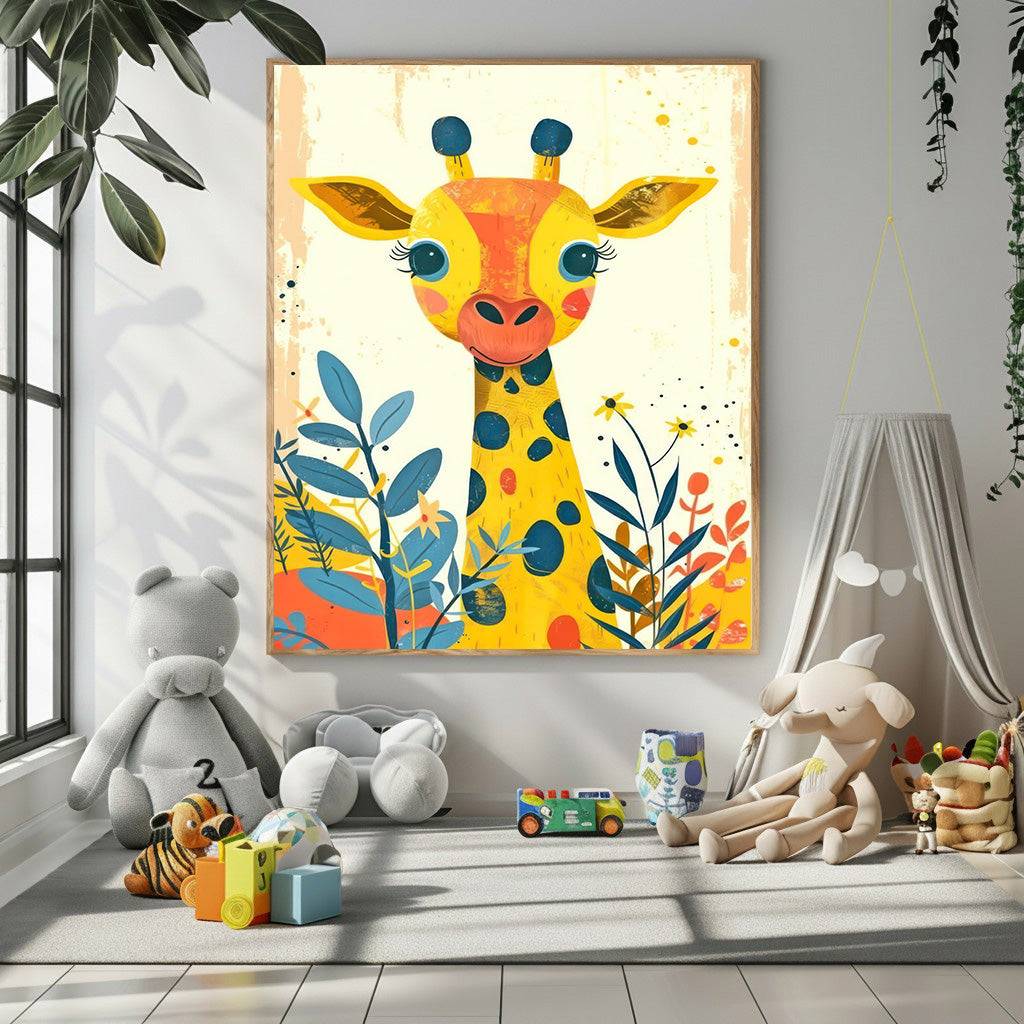 Cute Giraffe Nursery Wall Canvas