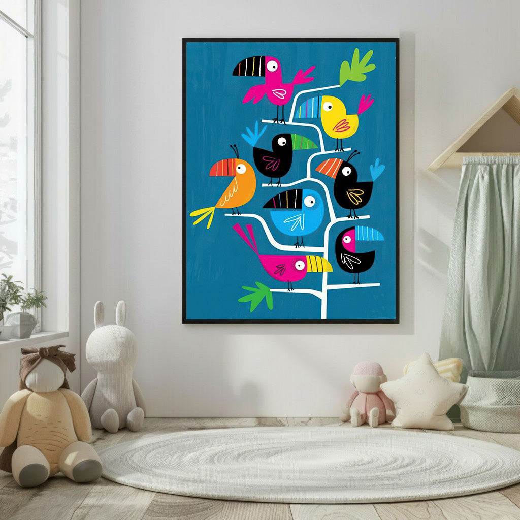Colorful Toucan Birds Kids Canvas