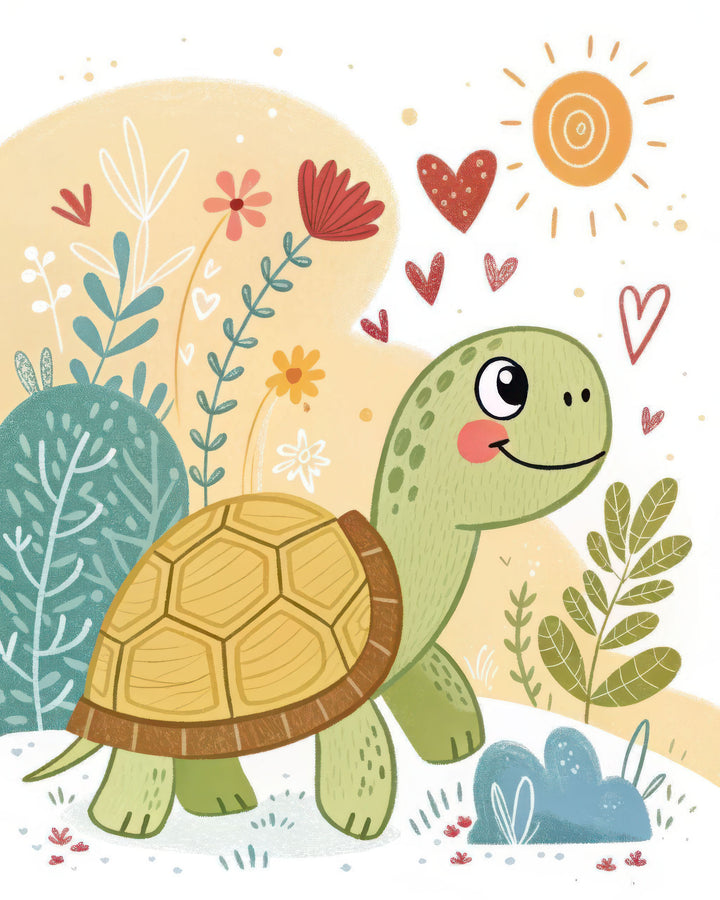 Cute turtle nursery canvas with soft colors and MDF frame