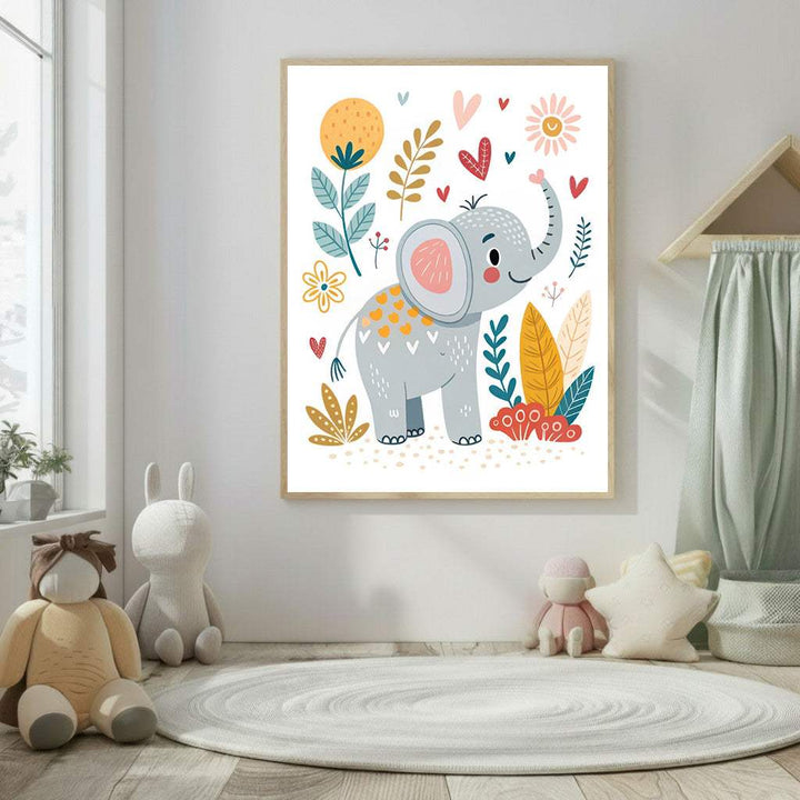 Cute Elephant Kids Wall Art Canvas