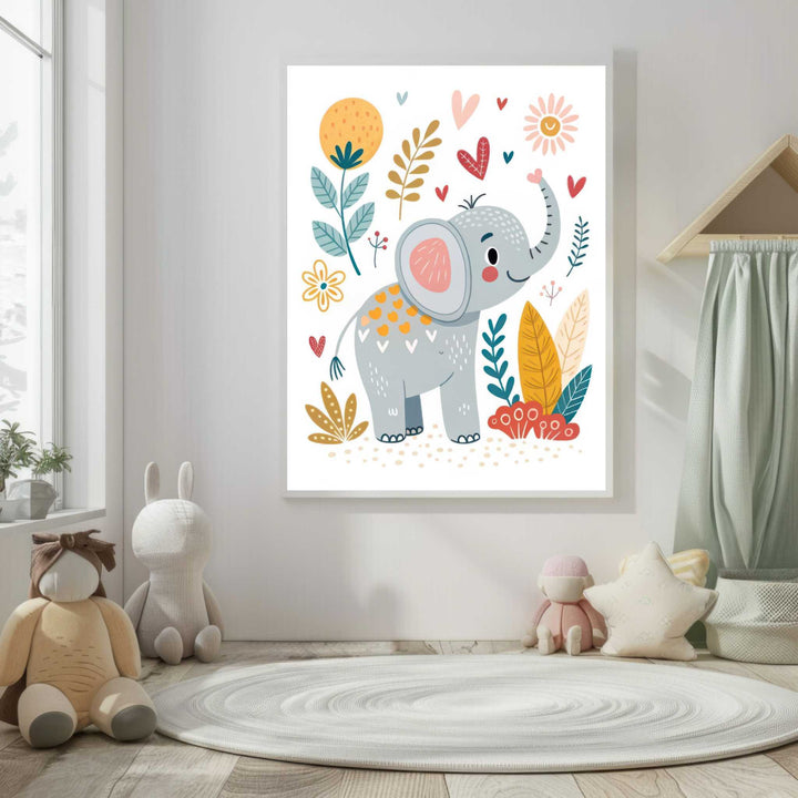 Cute Elephant Kids Wall Art Canvas