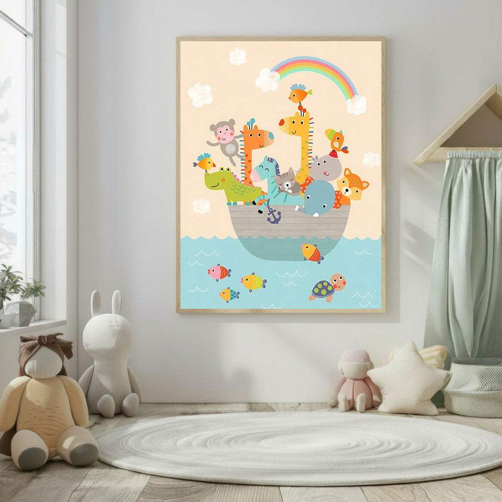 Noah's Ark Animal Kids Canvas